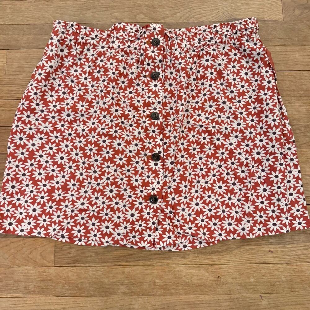 Madewell women's rust white knee length a-line skirt size large L
b58
